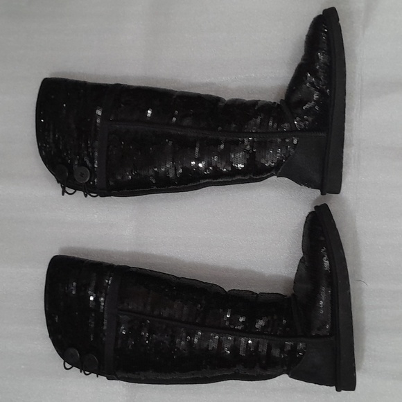 UGG Austrailia The Bailey Over the Knee Button Sparkle Sequin Boots Size 5 - Picture 3 of 6
